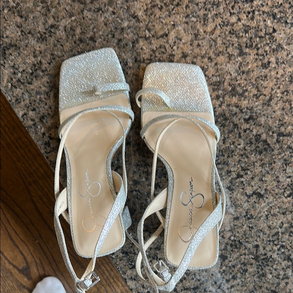 Jessica Simpson Silver Glitter Heels for Special Occasions